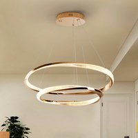 Schuller Valencia LED-hänglampa Orbitas, Ø 80 cm, guldfärgad, metall, dimmer