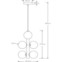 Lucide Hänglampa Tycho, 6 lampor, guld/rökgrå
