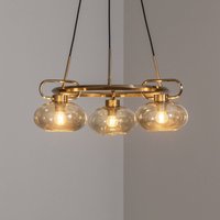 Lucea Rolan hänglampa, mässingsfärgad, Ø 56 cm, 3 lampor, glas