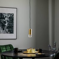 Nowodvorski Lighting Hänglampa Cylinder, klar/mässing, höjd 15 cm