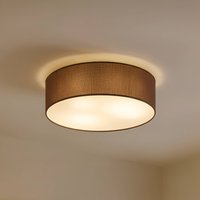 Lindby taklampa Sebatin, Ø 40 cm, ljusbrun, tyg, E27