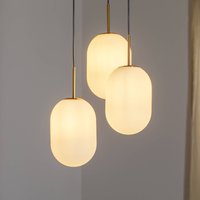 Eko-Light Suspension Alias, métal doré verre opale, à 3 lampes ronde