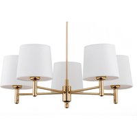 Argon Polo Plus pendant light, 5-bulb, brass/cream