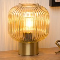 Lucide Maloto bordslampa i glas, bärnsten/guld, Ø 20 cm, E27