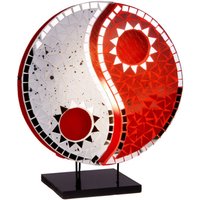 Woru Ying Yang table lamp with mosaic mirror stones red