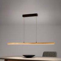 FISCHER & HONSEL LED-pendellampa Shine-Wood, längd 141 cm, ek/svart CCT