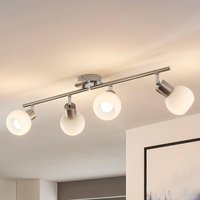 Lindby taklampa Elaina, 70 cm, 4 lampor, nickel, glas, E14