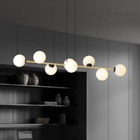 Euluna Hänglampa Glassy, 8 lampor, svart/guld/opal