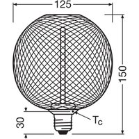 OSRAM Decor LED Straw Filament Globe E27 3,5W svart 1800K