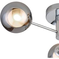 Searchlight Oscar ceiling light, chrome/smoke-coloured, glass, 3-bulb, G9