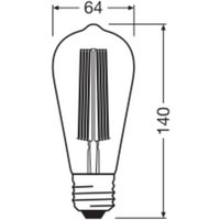 OSRAM LED Vintage 1906 Edison, guld, E27, 5,8 W, 822, dim.