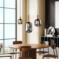 Näve Fumo pendant light, smoked glass, 3-bulb, linear