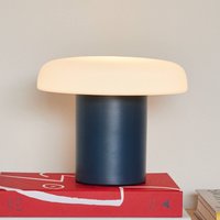 Hübsch Ateliers table lamp, dark blue, white, glass, iron