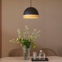 Lindby Lonnaris suspension, rotin, noir, 1 lampes