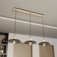 EMIBIG LIGHTING Kobe pendant light, 3-bulb, steel, wood, black