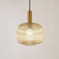 Lindby hänglampa Doroteo, 25 cm, 1 lampa, bärnstensfärgad, glas