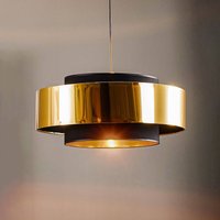 TK Lighting Calisto pendant light, black/gold Ø 50 cm 1-bulb
