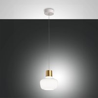 Fabas Luce Suspension LED Kino, à 1 lampe, blanc, verre, variateur gradué