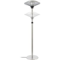 Lucande Stand-Heizstrahler Solfire, silber, 200 cm, IP44