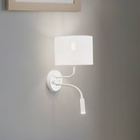 Duolla Roller wall light, white, fabric, reading light