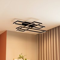 Lucande LED-taklampa Tjado, 94 cm lång, svart, metall