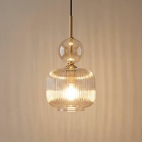 TK Lighting Sophia hanging light, cognac/black, glass, Ø 15 cm, E14