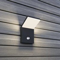 Lucande LED outdoor wall light Nevio, metal, anthracite, sensor