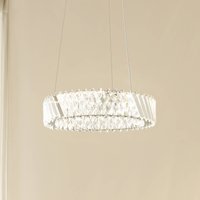 Lucande LED-hänglampa Glacis, kristall, Ø 40 cm, krom