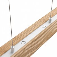 Elobra Atacama LED pendant light, oak/nickel, wood, length 116 cm