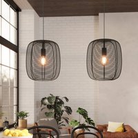 EGLO Rinroe pendant light, length 90 cm, black, 2-bulb, steel