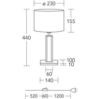 HerzBlut bordslampa Karl K, rund, trä, vit, 44 cm, E27