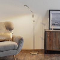 LED-gulvlampe Carl, nikkelfarvet, justerbar, dæmpbar