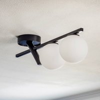SIGMA Plafonnier Baleo, noir/opale, à 2 lampes