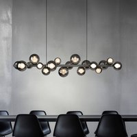 PURE E-Popup LED hanging light, platinum, glass, CCT, 18-flg.