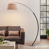 Lucande Evelyna floor lamp, grey/black, metal, 192cm