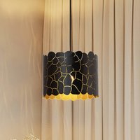 Lindby Aralena pendant light, black/gold, metal, Ø 26 cm