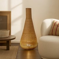 Lucande Takeo floor lamp, rattan, height 115 cm, E27