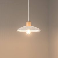 EMIBIG LIGHTING Kobe pendant light, 1-bulb, steel, wood, white