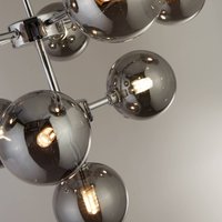 Searchlight Suspension Zarath, gris fumé, verre, à 9 lampes, Ø 49 cm