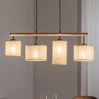 TK Lighting Hänglampa Deva Nature, 4 lampor, textil