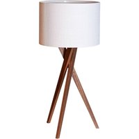 By Rydens Tischleuchte Vega, nuss/weiß, 55 cm, Holz, Textil