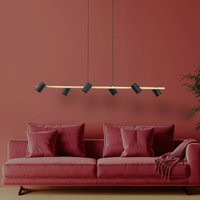 Näve Suspension Frida avec 6 spots, noire/laiton