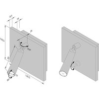 Hera LED reading lamp BL1-LED, recessed/mounted, switch, steel
