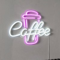 STAR TRADING Coffee LED wall light, pink/white, Plexiglas, 40 x 30 cm USB