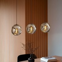 Lindby suspension Valentina, E14, 3 lampes, gris fumé, verre