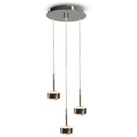 Top Light Puk Drop Trio pendant light, matt chrome, 3-bulb G9