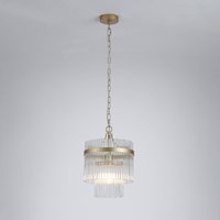 Hængelampe Lara, Ø 26 cm, guldfarvet/klar, glas/metal