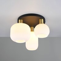 Trio Lighting Diva ceiling light, 3-bulb, metal, glass, white, brass-coloured