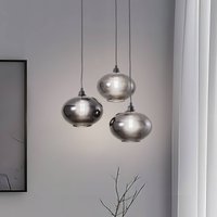 Opviq Hanging light Smoked 051 3-bulb rondel glass Ø27cm