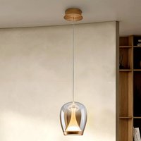 Schuller Valencia LED-hänglampa Suspiro, Ø 18 cm, guld-/bärnstensfärgad, glas